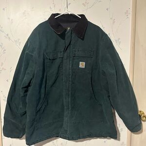 Carhartt Men’s 2XL Green Work Chore Jacket Corduroy Collar No Tag 29” P2P